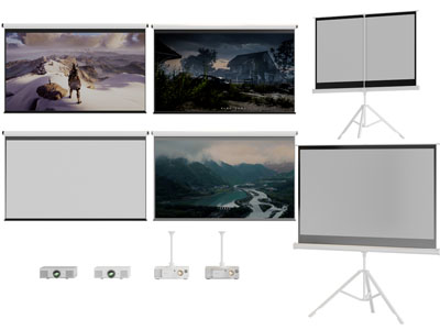 现代多媒体幕布、投影仪3d模型 现代多媒体幕布、投影仪