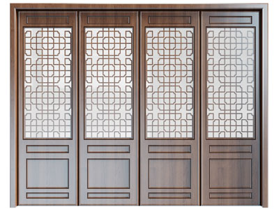 中式仿古实木雕花门扇