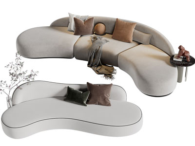 现代弧形布艺多人沙发3d模型 现代弧形布艺多人沙发