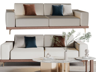 现代双人沙发、茶几组合