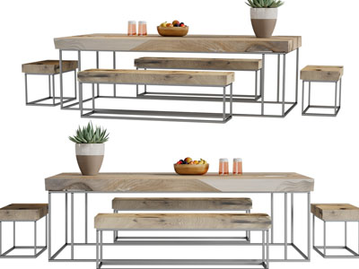 新中式实木餐桌凳组合