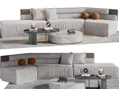 现代布艺弧形多人沙发3d模型 现代布艺弧形多人沙发