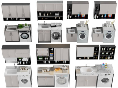 现代洗衣机收纳柜