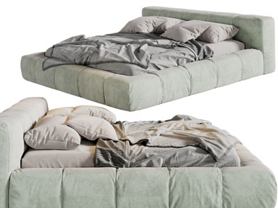 现代布艺双人床