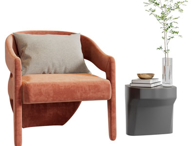 现代休闲椅子、边几