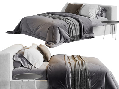 现代布艺双人床