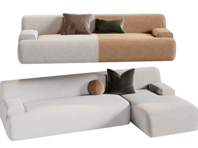 现代布艺多人沙发3d模型 现代布艺多人沙发