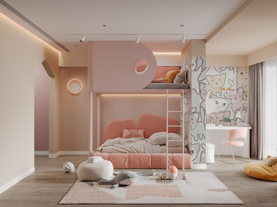 现代轻奢公主房、卧室