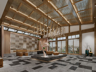 新中式大堂前台接待区