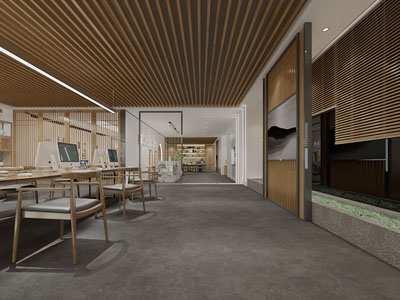 新中式饭店餐馆就餐区