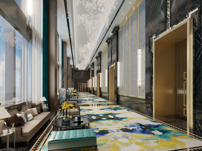 新中式大堂过道、电梯间、接待区