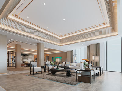 新中式大堂前台接待区