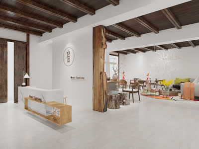 新中式民宿酒店大堂前台接待区