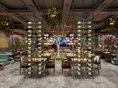 工业loft饭店餐馆就餐区