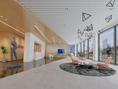 现在科技公司大堂前台接待区