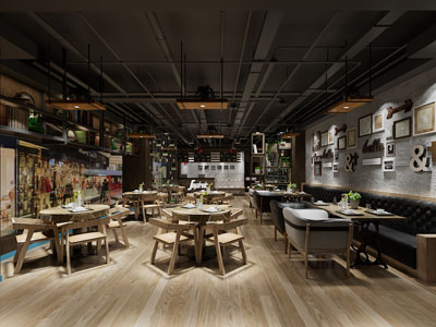 工业loft饭店餐馆就餐区