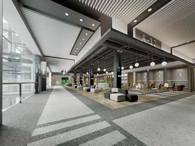 工业loft大堂前台接待区