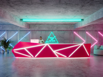 工业loft大堂前台接待区