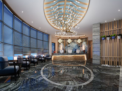 新中式大堂前台接待区