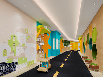 现代幼儿园过道