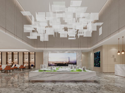 现代售楼处大堂前台接待区