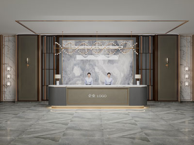 现代企业大堂前台接待区