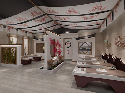 中式美容按摩spa店3d模型 中式美容按摩spa店