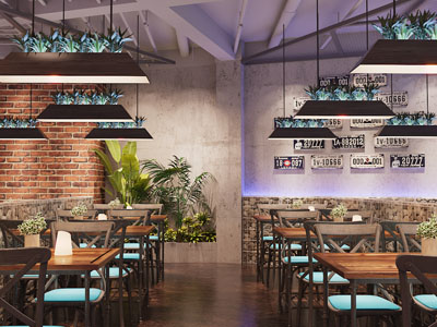 工业loft饭店餐馆就餐区