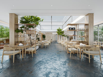 新中式饭店餐馆就餐区