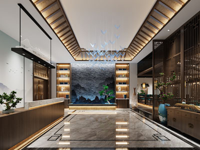 新中式大堂前台接待区