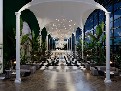 东南亚售楼处大堂前台接待区