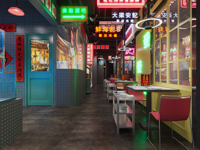 工业loft复古饭店餐馆就餐区