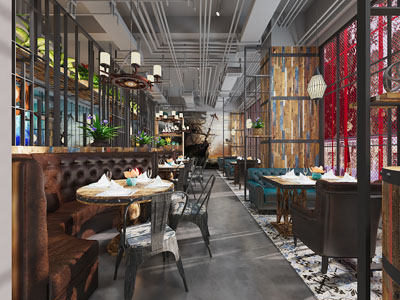 工业loft饭店餐馆就餐区