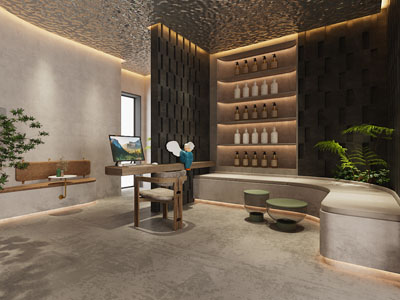 侘寂风美容美发接待区