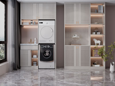 新中式阳台洗衣机收纳柜