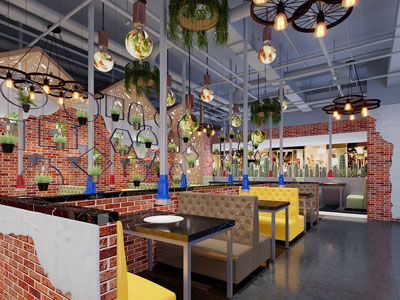 工业loft饭店餐馆就餐区