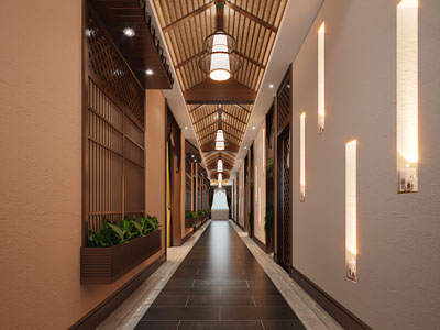 中式酒店过道