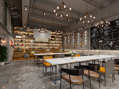 工业loft饭店餐馆就餐区