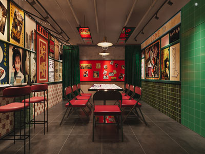 现代复古饭店餐馆包厢包间