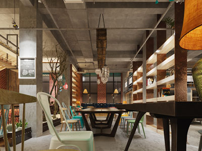 工业loft饭店餐馆就餐区