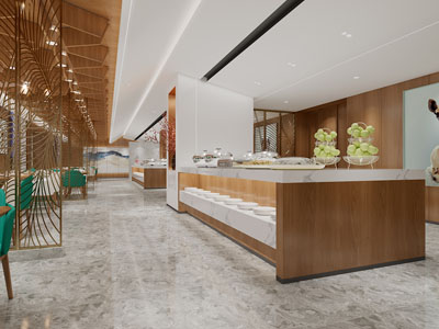 现代轻奢自助餐厅就餐区