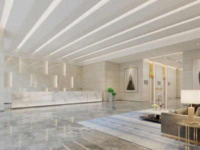 现代轻奢大堂前台接待区