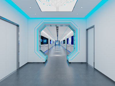 后现代科技馆走廊过道
