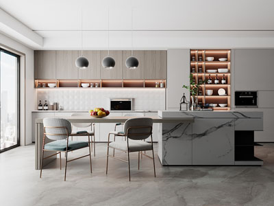 现代开放式厨房餐厅