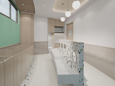 现代幼儿园公共卫生间