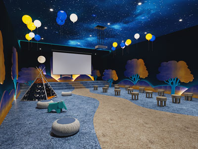 后现代儿童投影间、影音室
