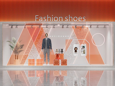 现代轻奢鞋店门头