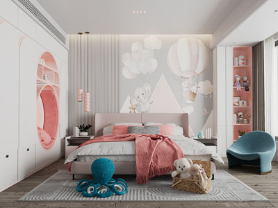 现代儿童房、卧室
