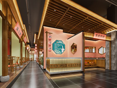 中式饭店餐馆过道