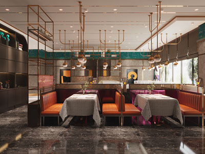 现代轻奢饭店餐馆就餐区